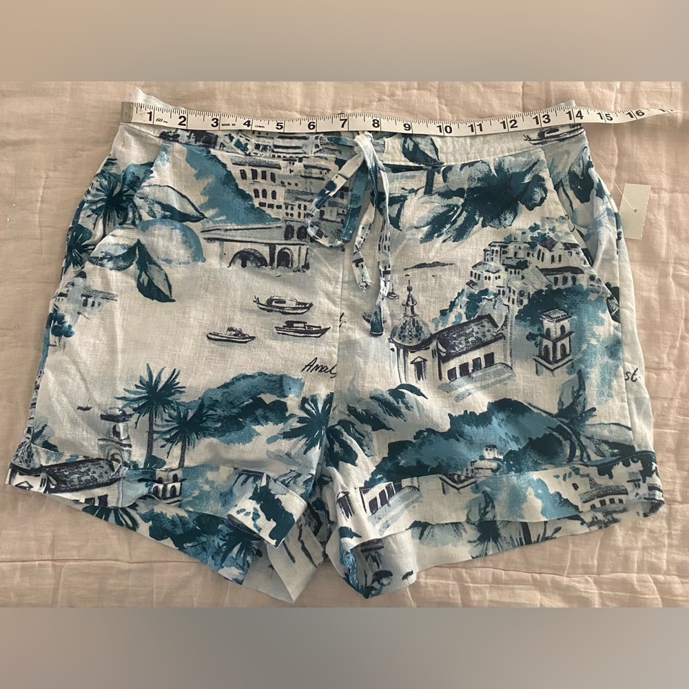 Cynthia Rowley Blue and White linen shirt and shorts set - Picture 9 of 15